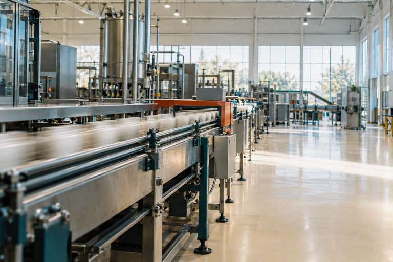 Automated production line in a bright manufacturing facility
