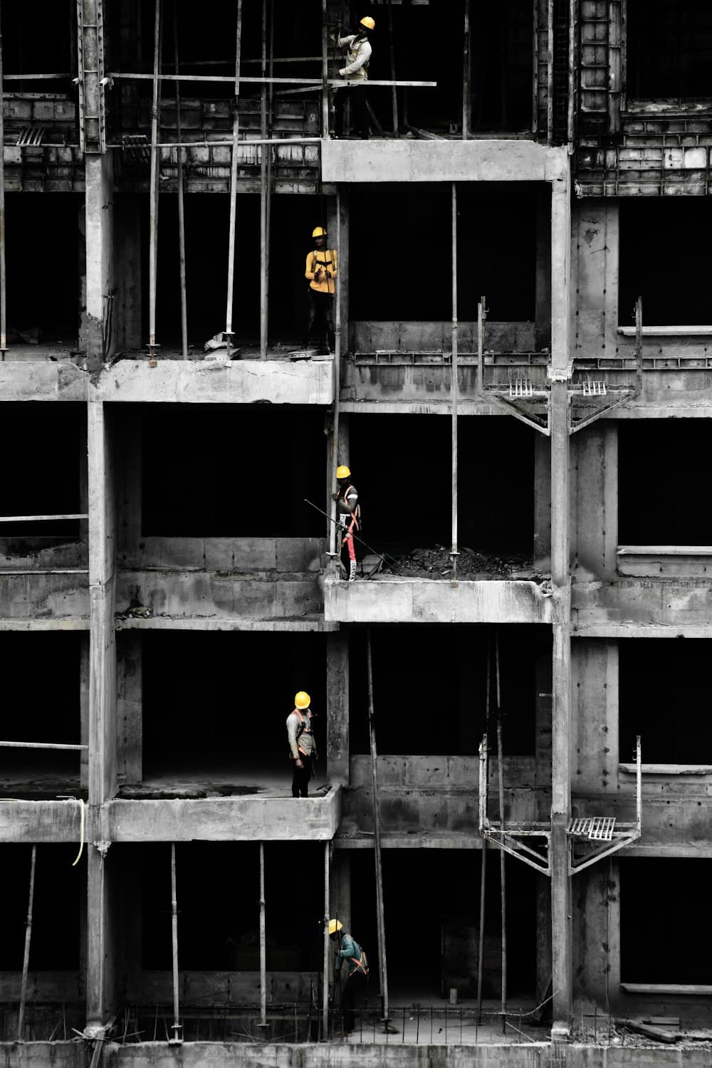 A crew working on a building under construction